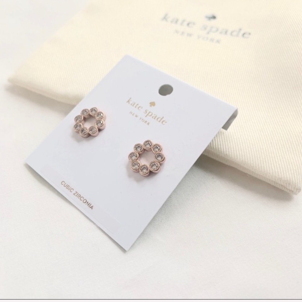 NWT Kate Spade CZ circle rose gold tone earrings - Picture 2 of 5